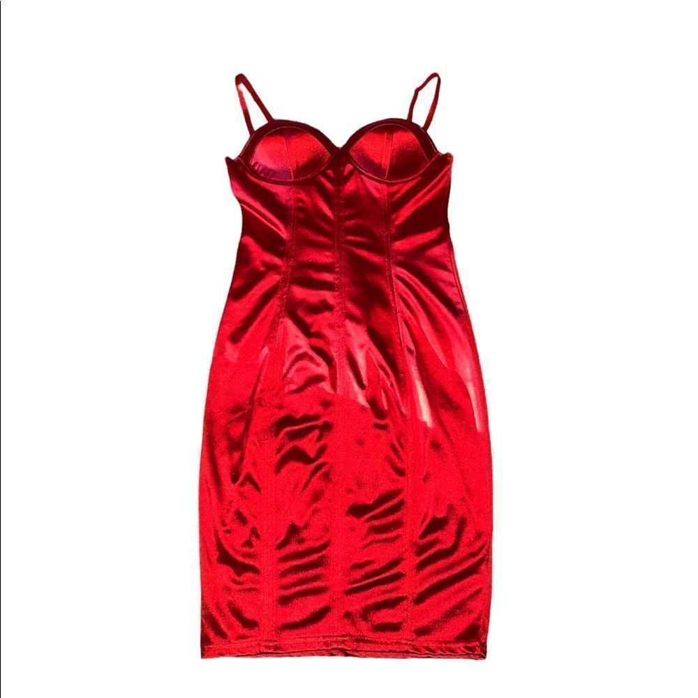 Blashe brand shiny red dress size medium with adjustable spaghetti straps